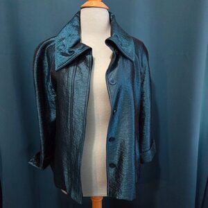 Stunning! Chico's Peacock Teal Shimmer Textured Jacket - 0  S/M